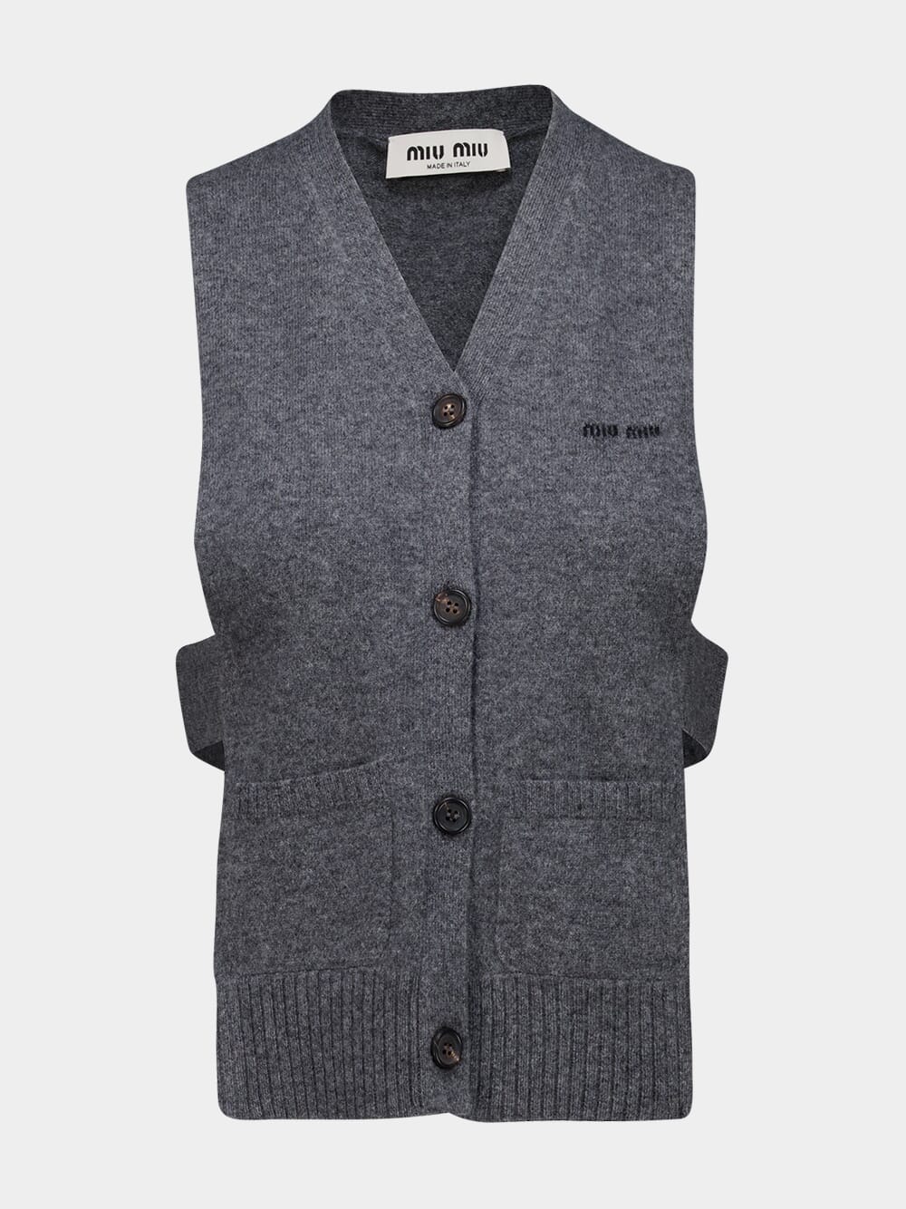 Slate Grey Cashmere Cardigan Vest