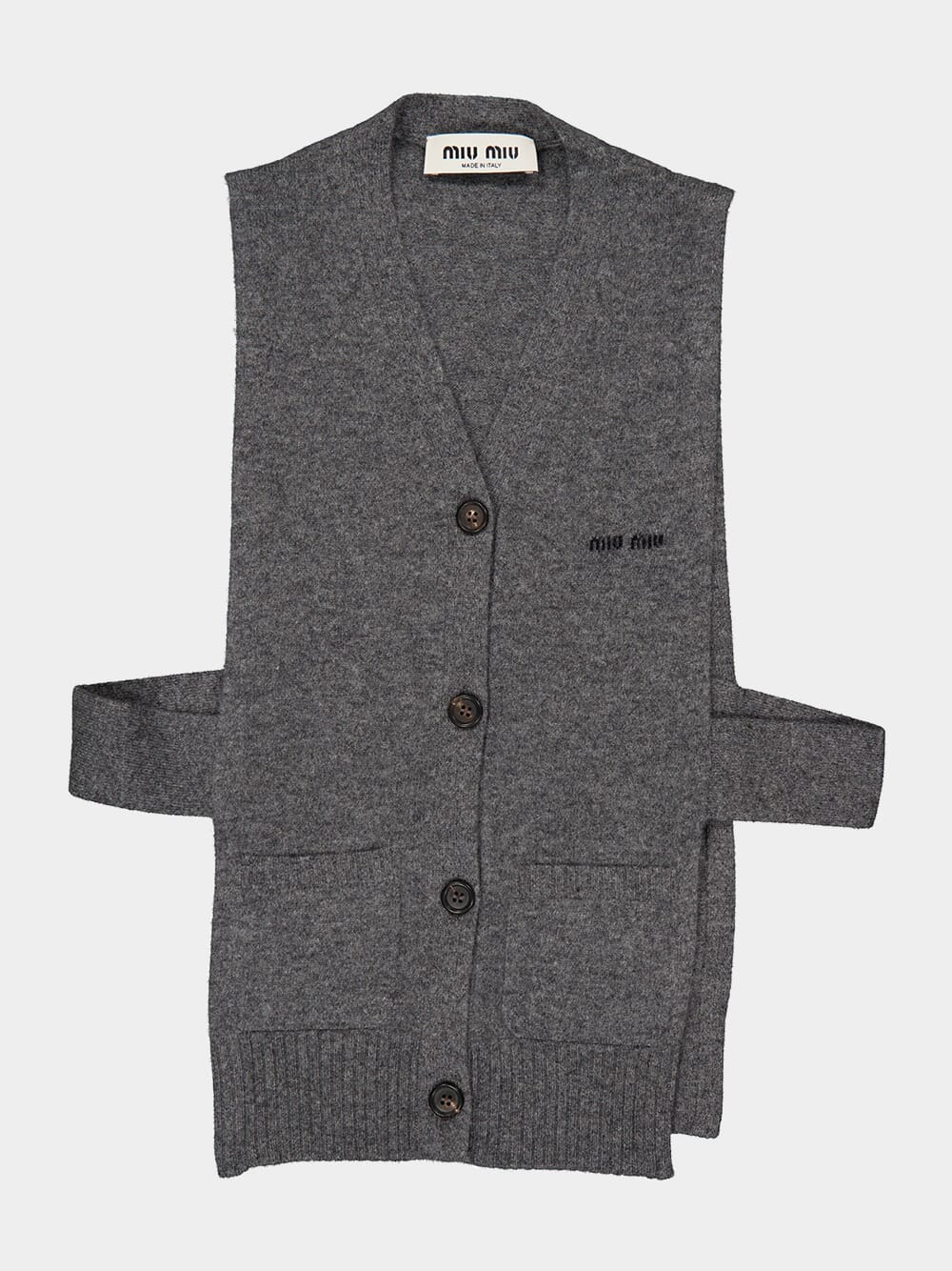 Slate Grey Cashmere Cardigan Vest - Image 5