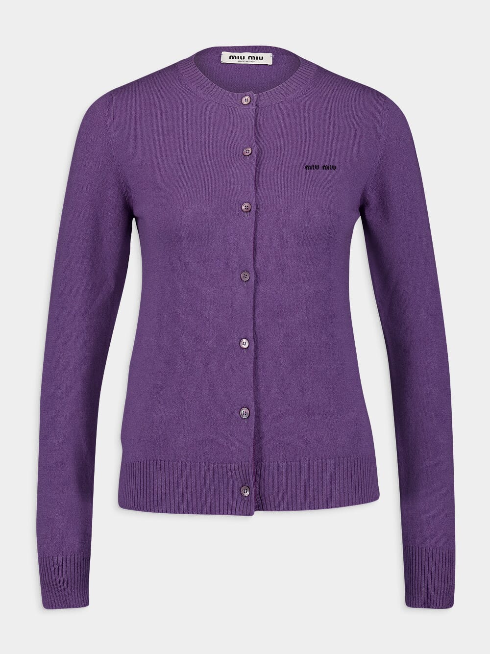 Slim-Fit Purple Cashmere Knit Cardigan