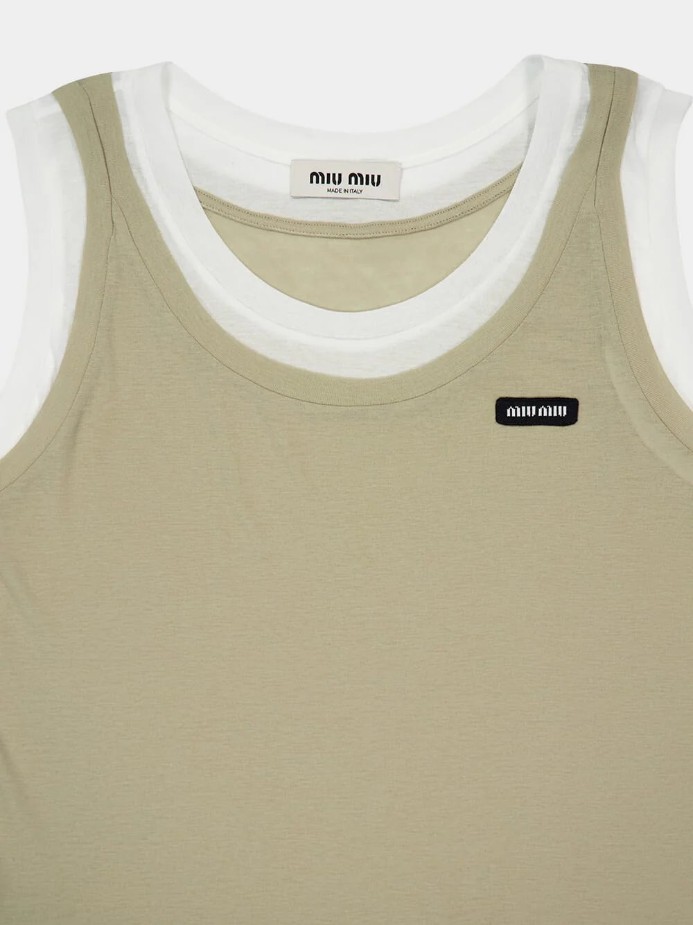 White and Pumice Ribbed Jersey Tank Top - Image 5