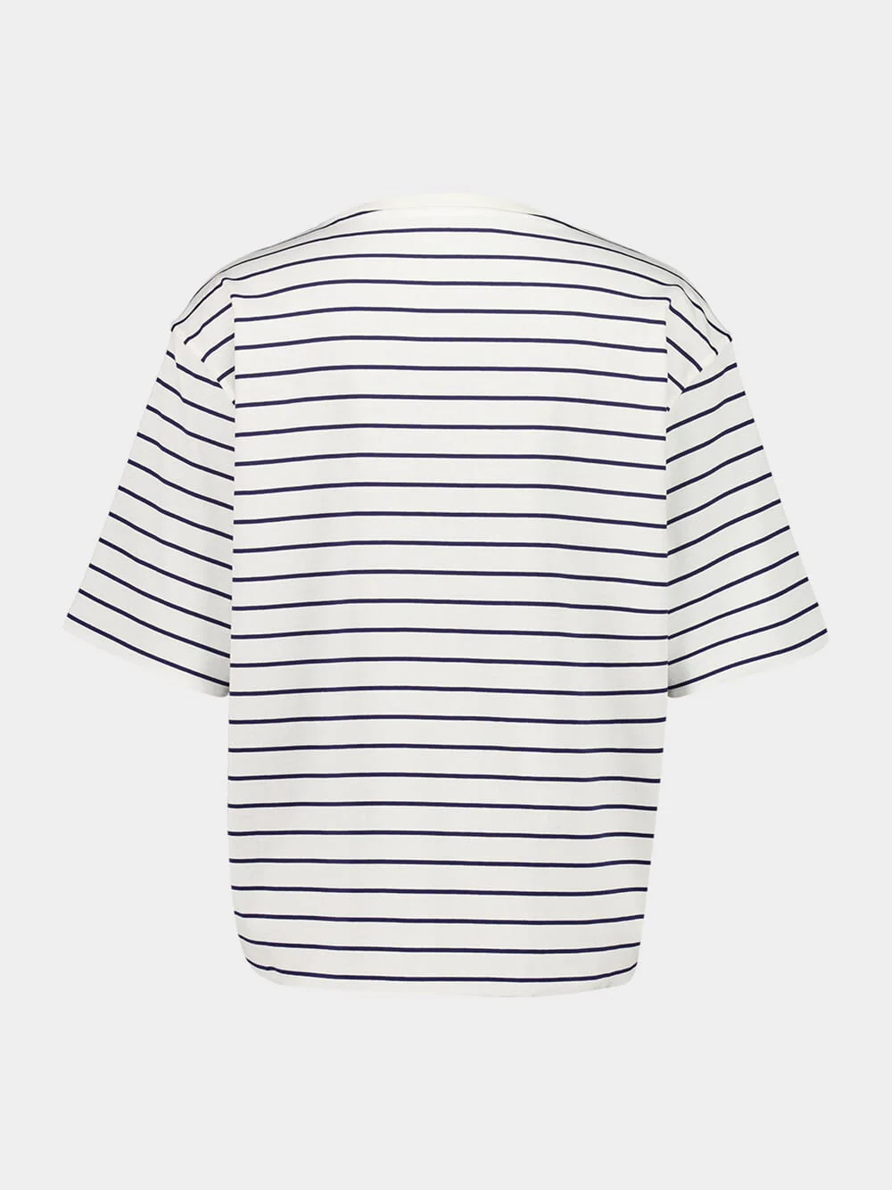 White, Blue and Cacao Striped Cotton T-Shirt - Image 2