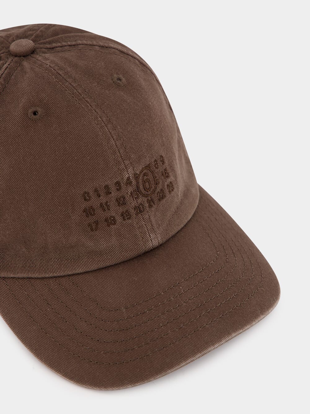 Brown Distressed Look Cotton Cap with Embroidered Logo - Image 3