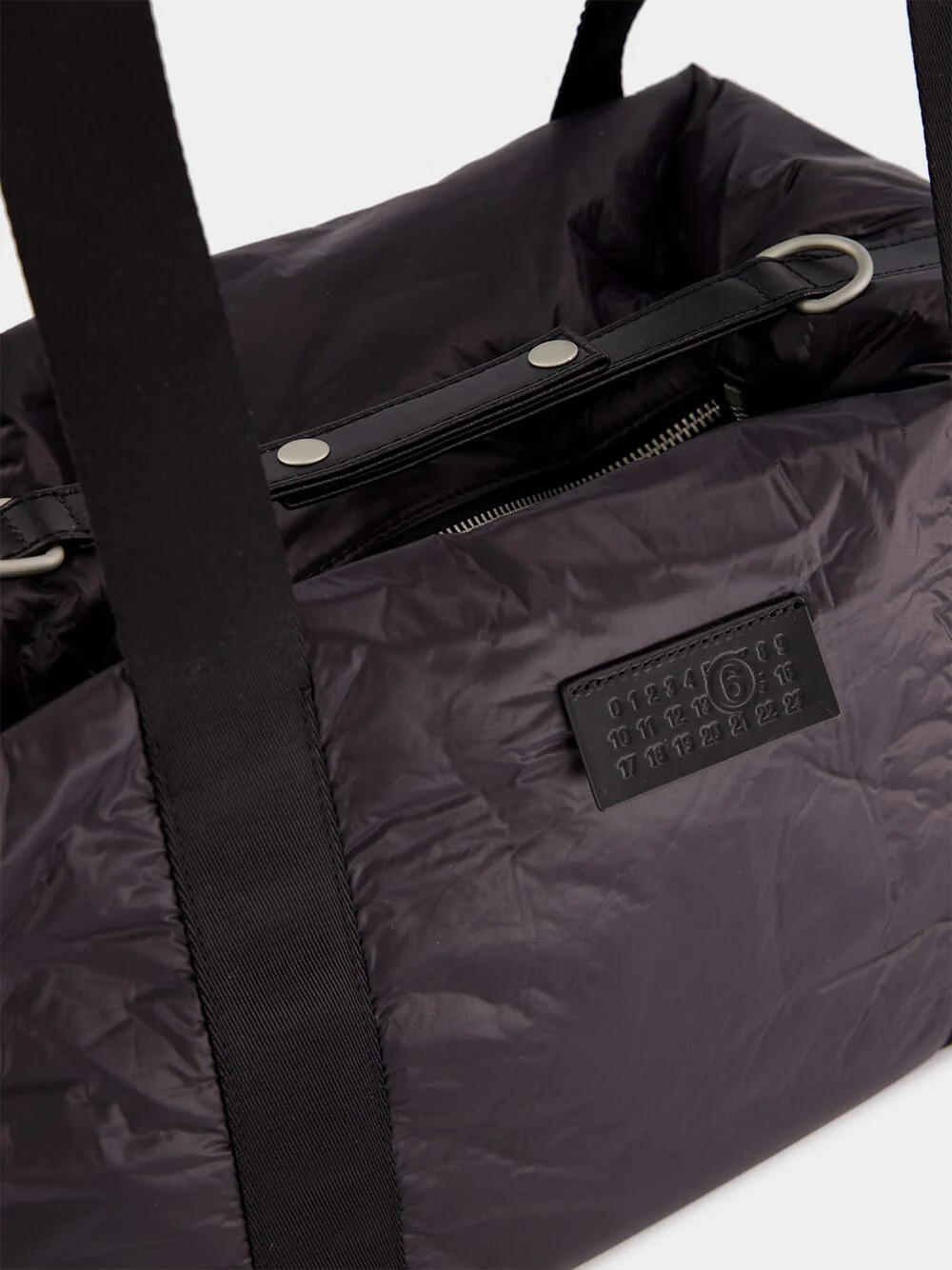 Black Crunched Nylon Weekend Bag - Image 8