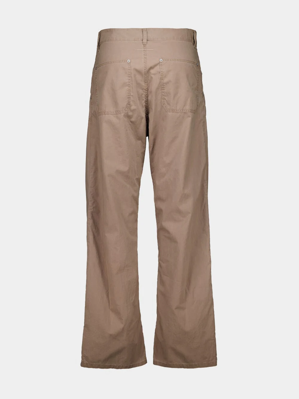 Beige Cotton Workwear Wide-Leg Trousers - Image 2