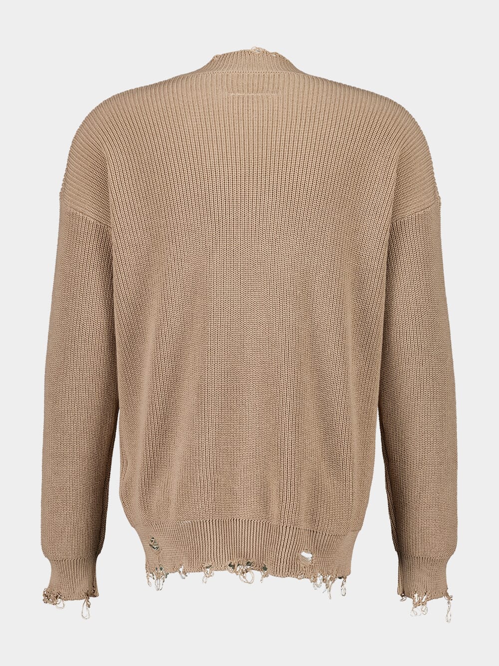Beige Oversized Distressed Cotton Cardigan - Image 2