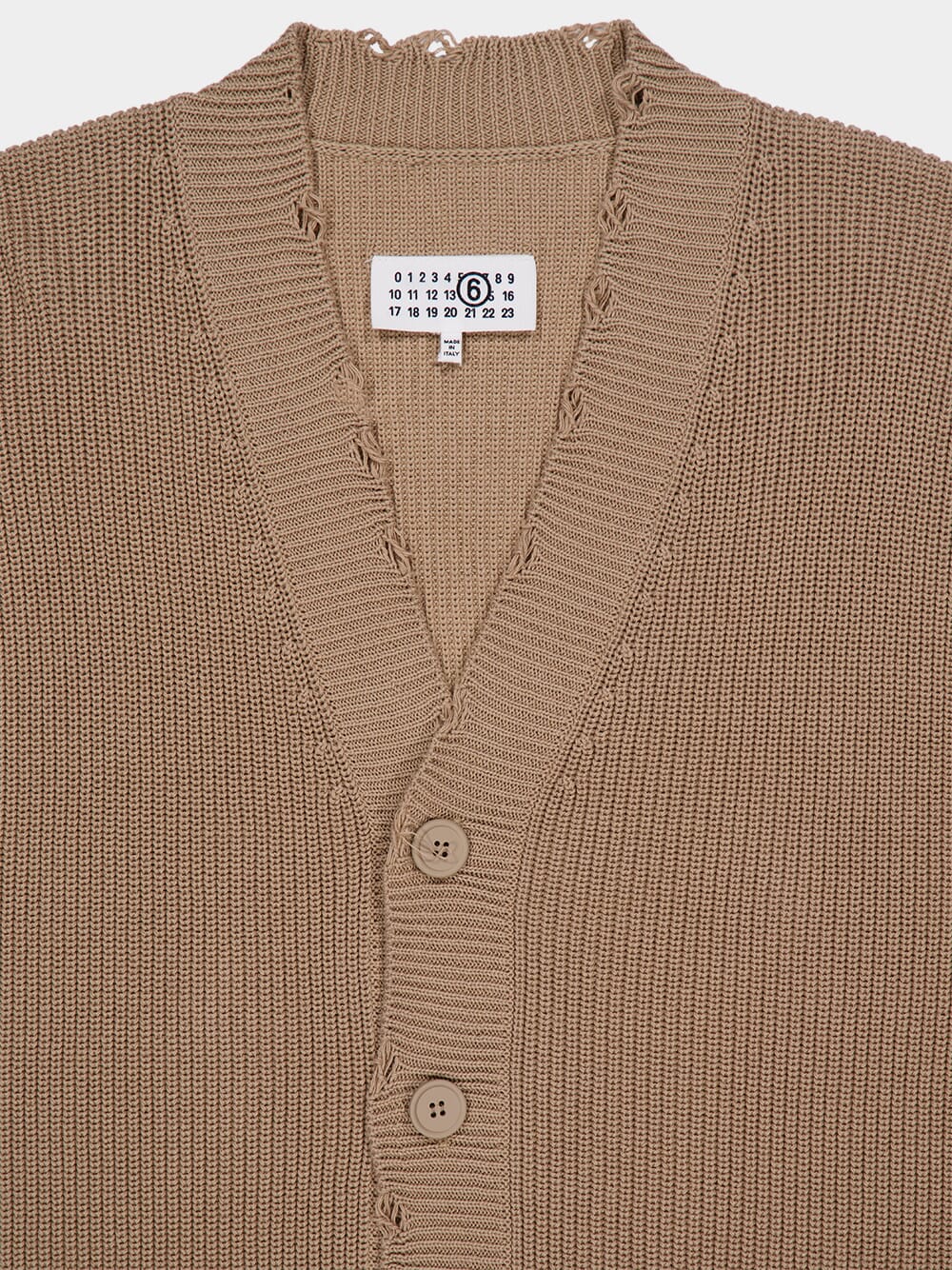 Beige Oversized Distressed Cotton Cardigan - Image 3