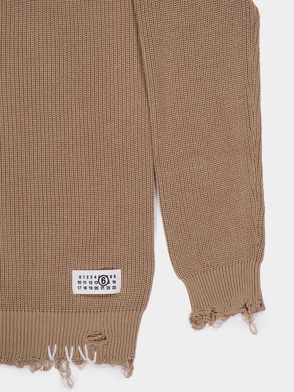 Beige Oversized Distressed Cotton Cardigan - Image 4