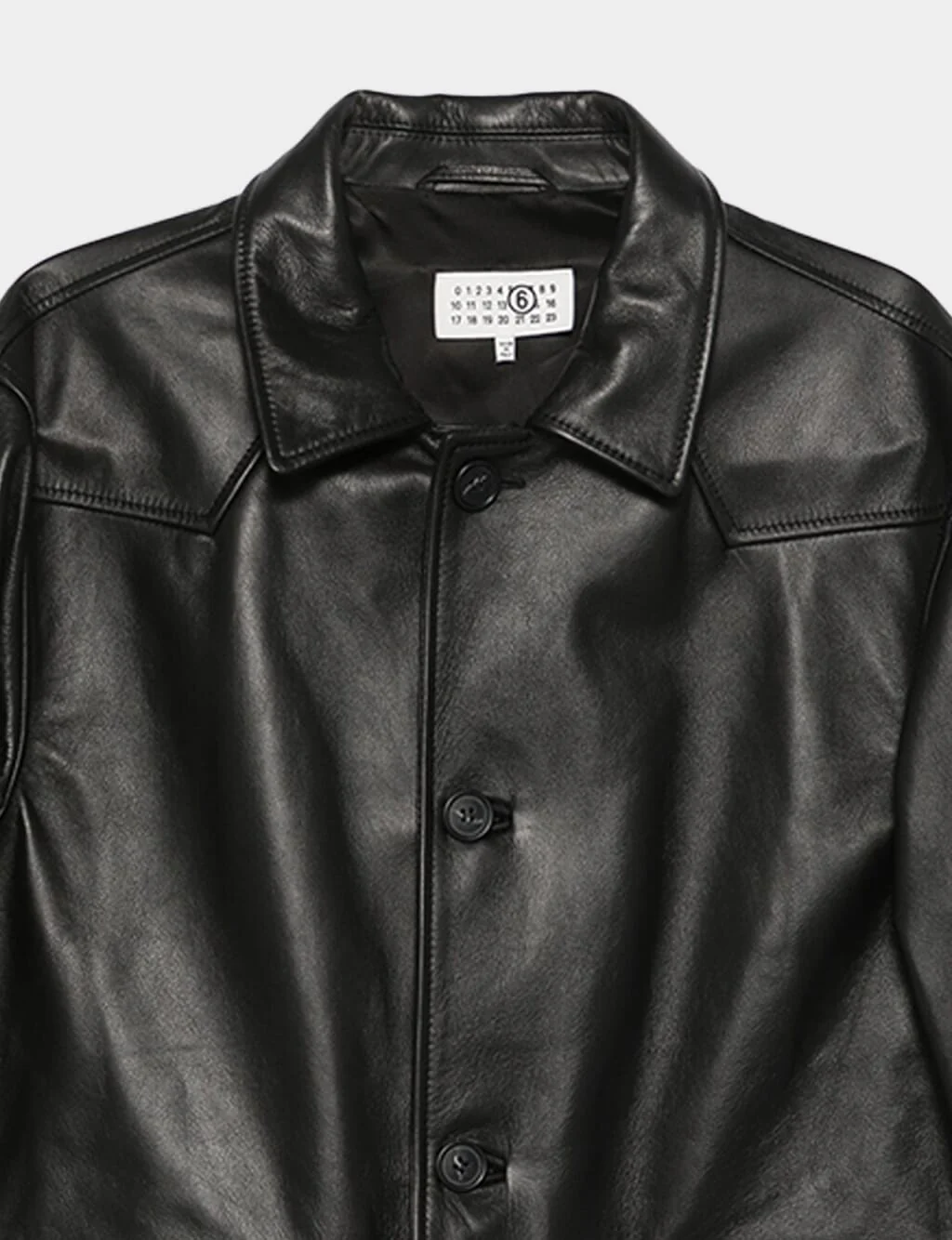 Black Leather Button-Up Jacket - Image 4