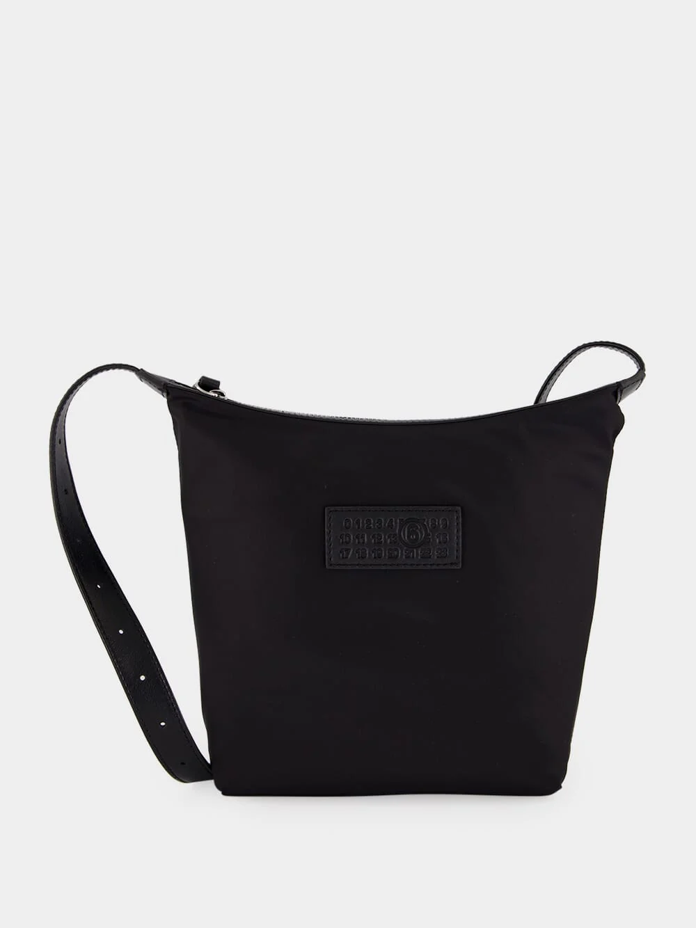 Black Numeric Vertical Nylon Crossbody Bag
