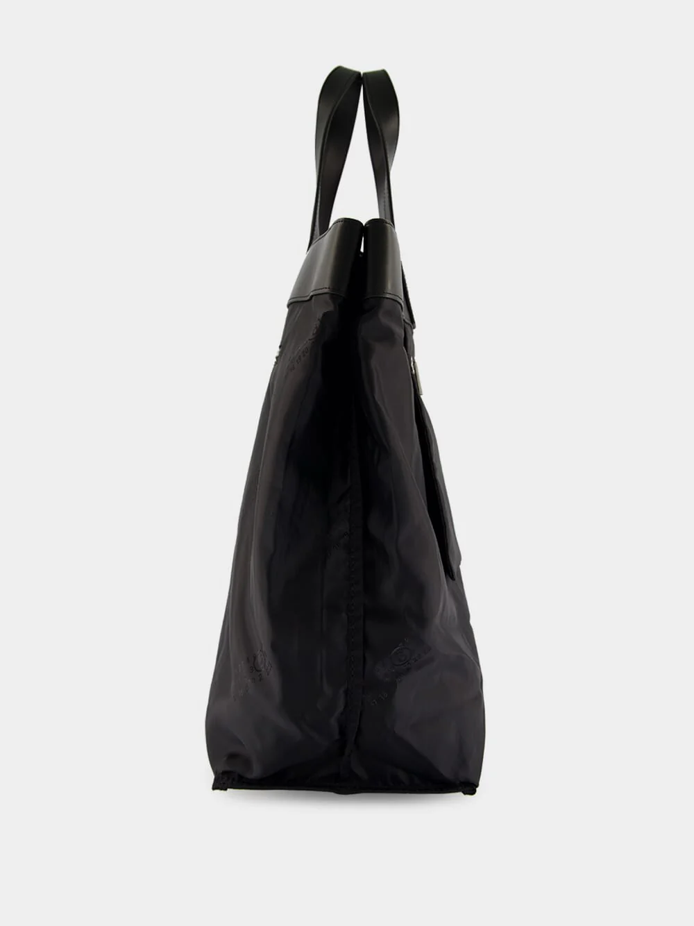 Black Reverse Maxi Tote Bag with Leather Trim - Image 4