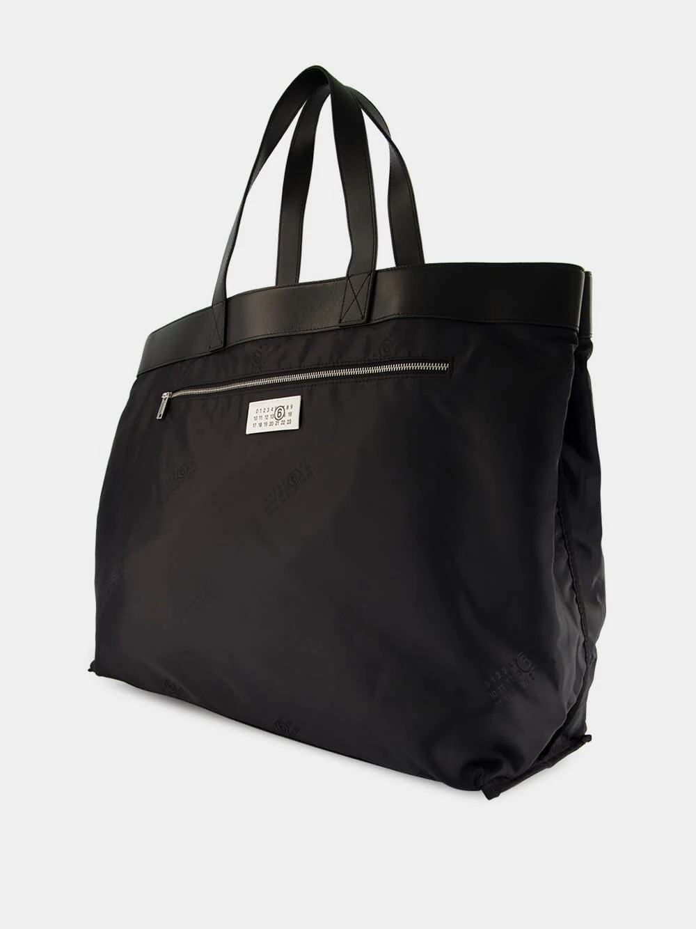 Black Reverse Maxi Tote Bag with Leather Trim - Image 5
