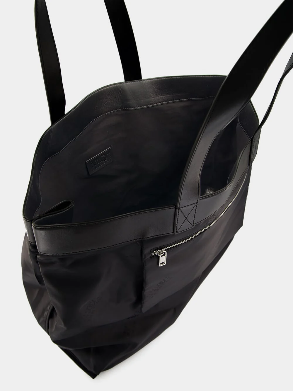 Black Reverse Maxi Tote Bag with Leather Trim - Image 6