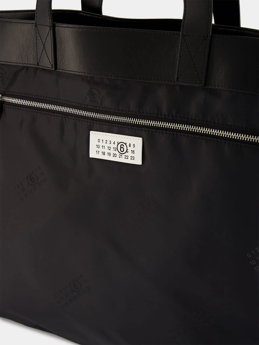 Black Reverse Maxi Tote Bag with Leather Trim - Image 7