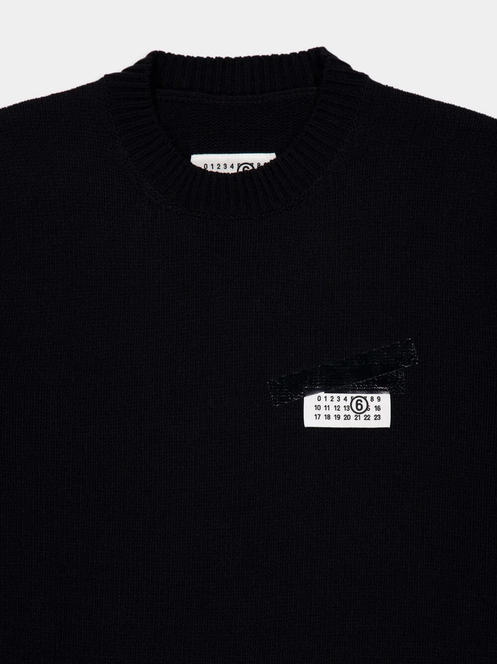 Black Wool Jumper with Taped Numeric Label - Image 3