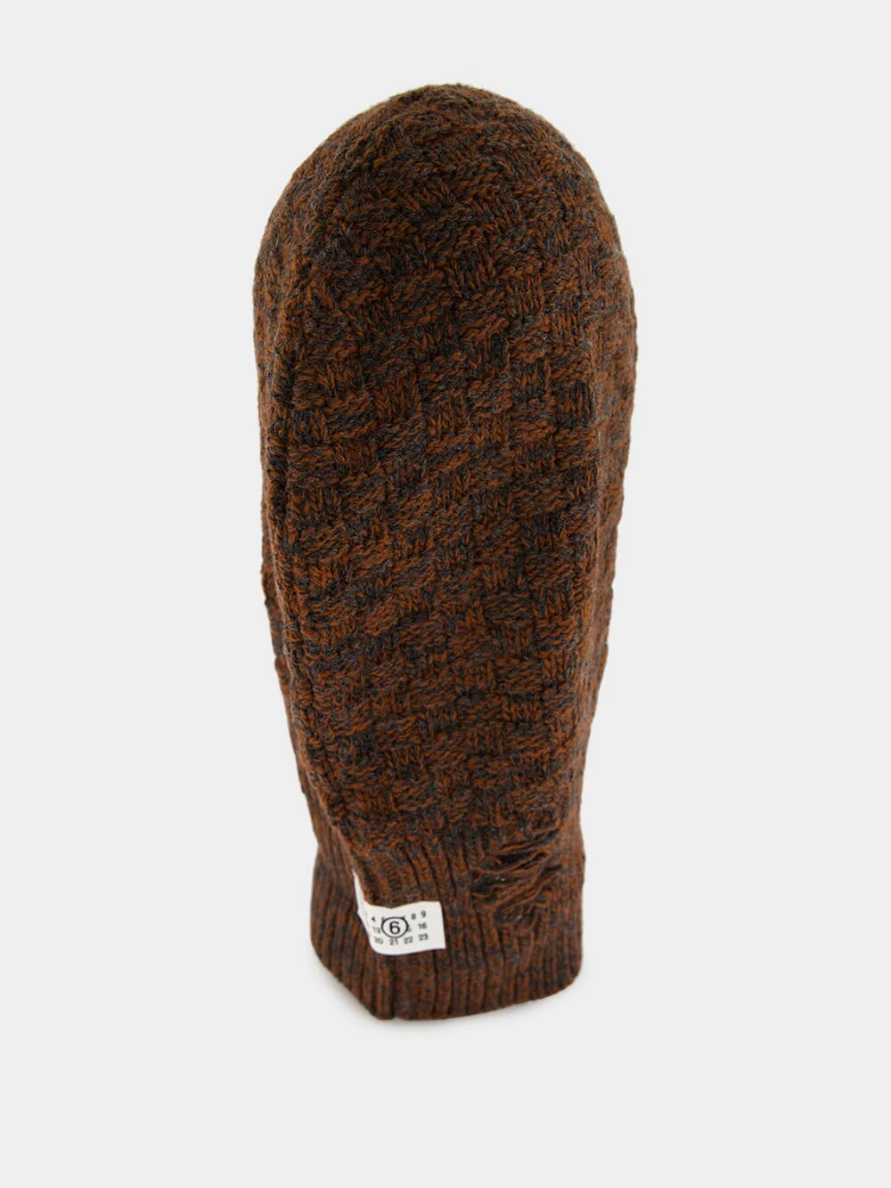 Brown Wool Blend Waffle-Knit Hood - Image 3