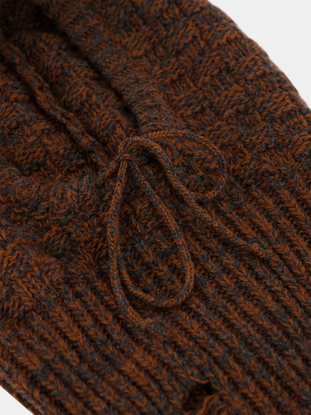 Brown Wool Blend Waffle-Knit Hood - Image 4