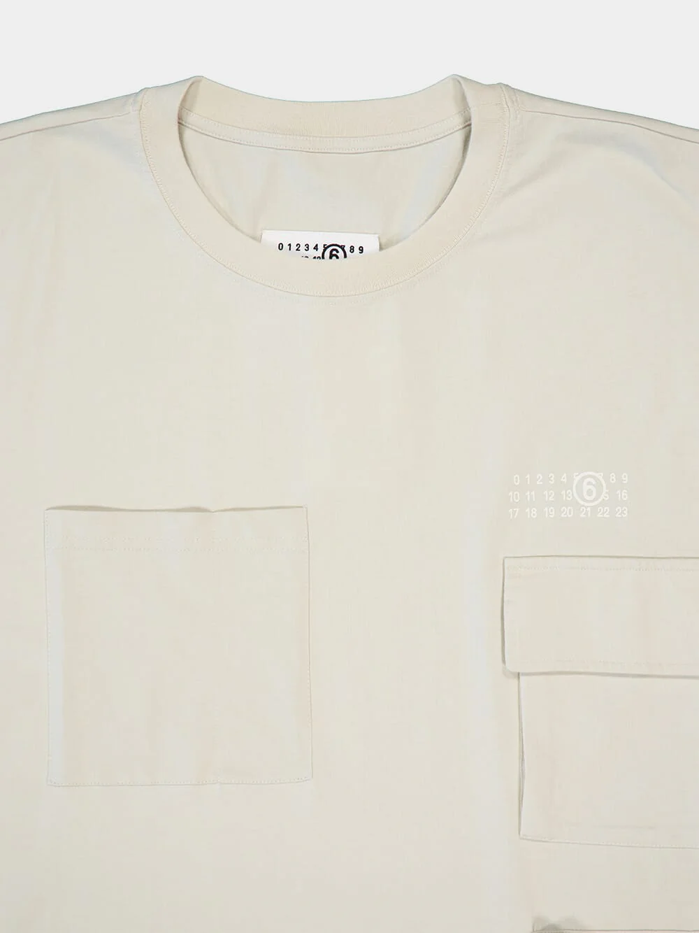 Beige T-shirt with Multiple Pockets And Logo Print - Image 3