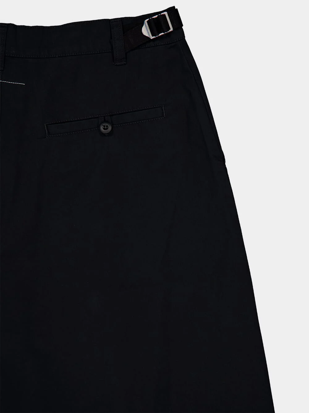 Black Asymmetric Cotton Cargo Shorts - Image 4