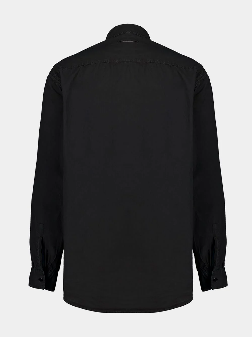 Black Long-Sleeve Shirt With Neck Cut Multiple Pockets - Image 2