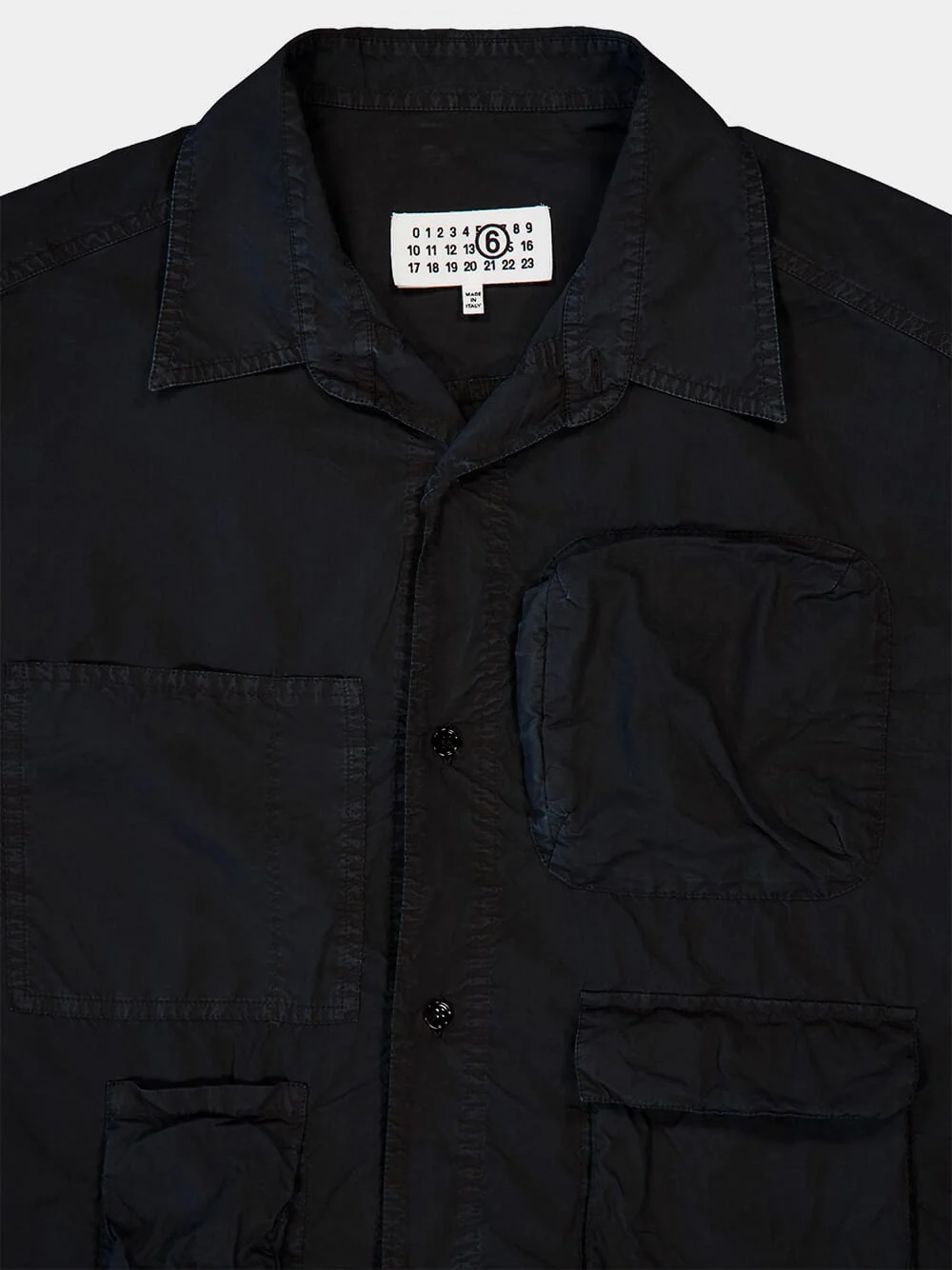 Black Long-Sleeve Shirt With Neck Cut Multiple Pockets - Image 3