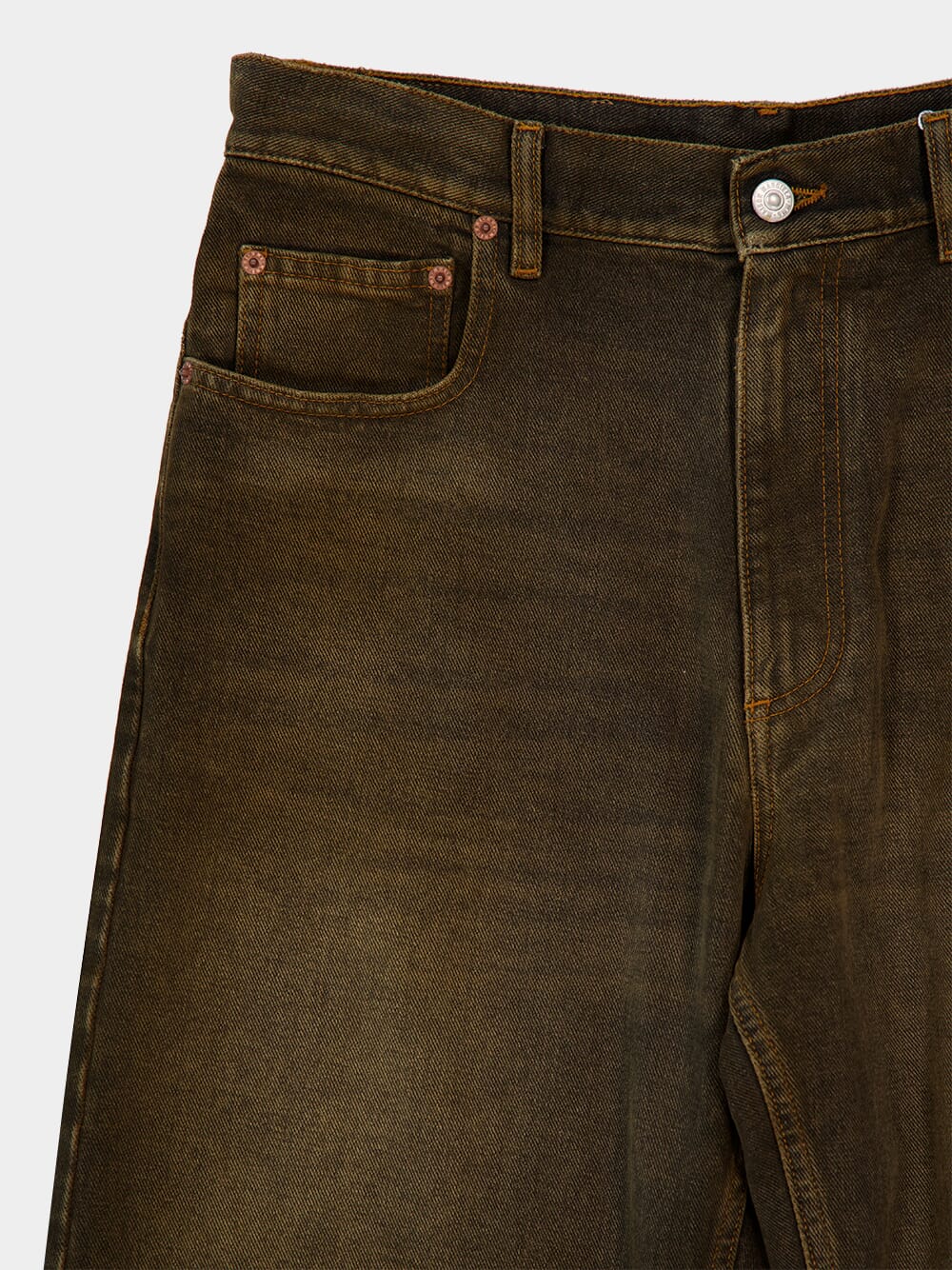 Brown Distressed 5-Pocket Cotton Jeans - Image 3