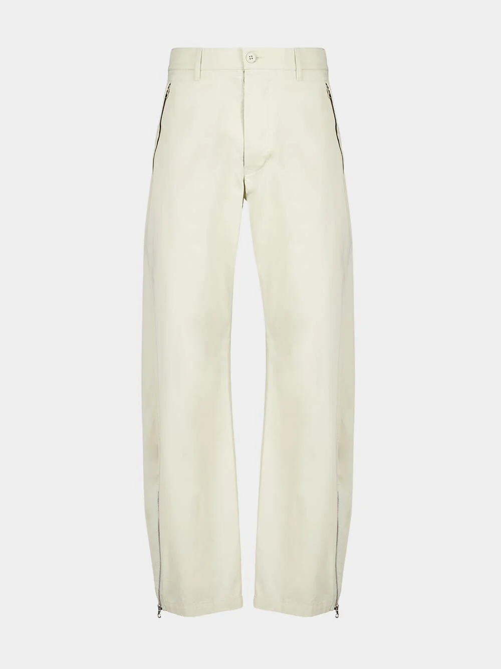 Cream Loose Fit Cotton Pants