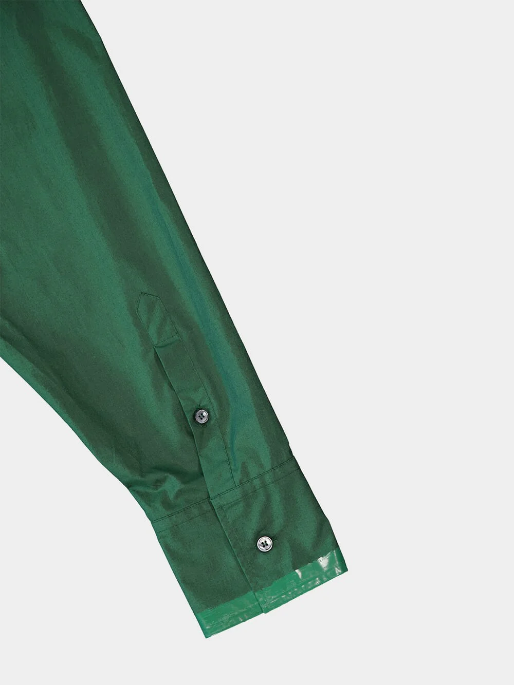 Green Poplin Shirt Jacket with Coated Hem - Image 4