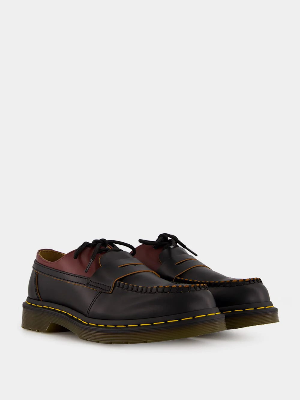 Black Penton Mash Up Leather Moccasins - Image 3