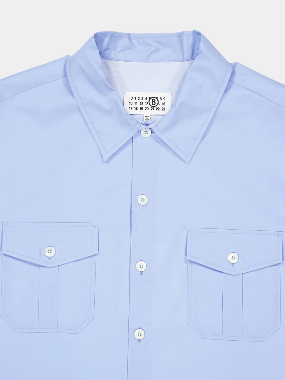 Light Blue Poplin Short Sleeve Shirt - Image 4