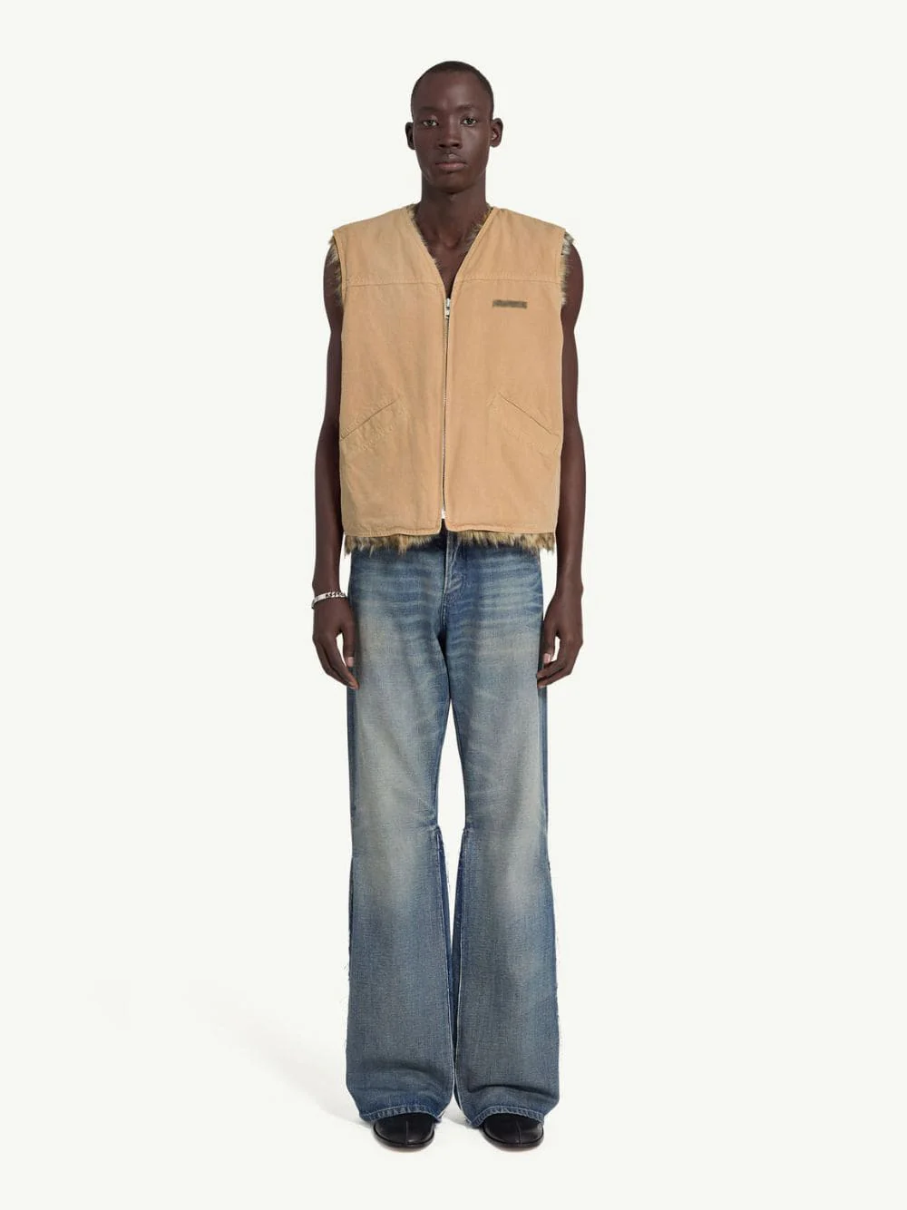 Ochre Faux Fur Trim Vest