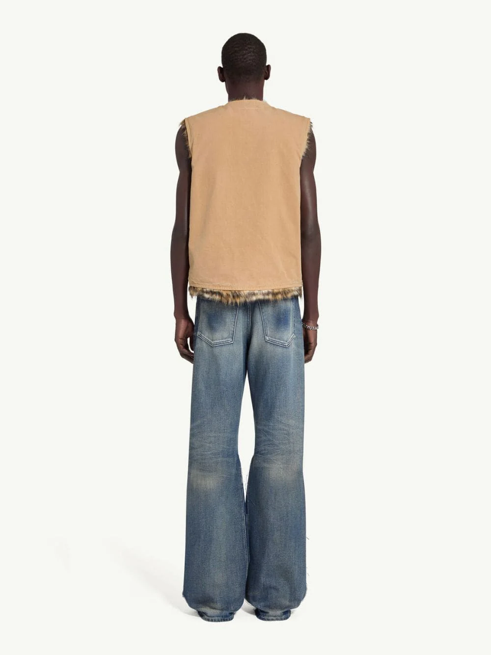 Ochre Faux Fur Trim Vest - Image 3