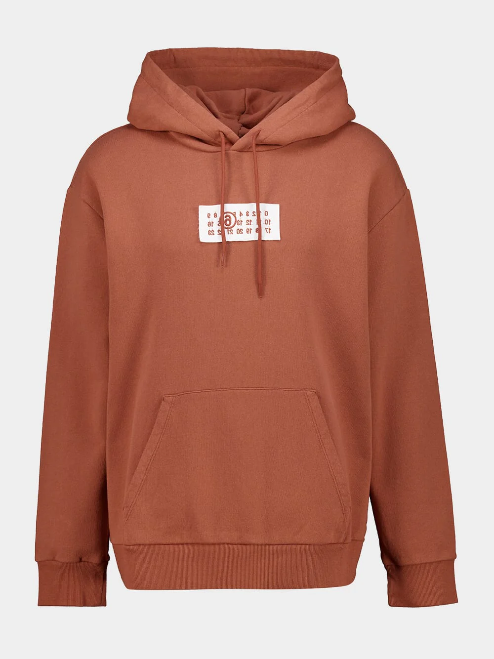Rust Brown Patch-Detail Hooded Sweatshirt