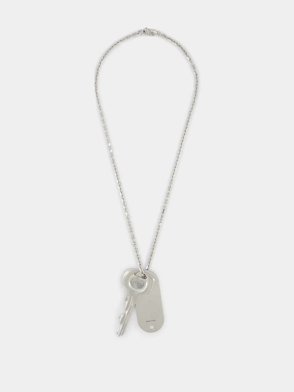 Silver Key-Charm Logo Plaque Necklace - Image 2