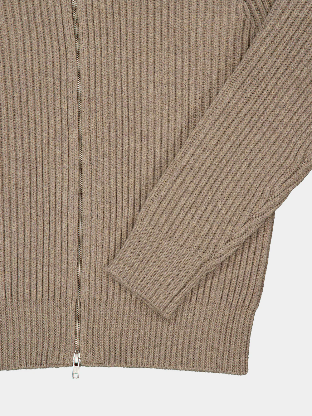 Nude Ribbed Knit Zip Jacket - Image 6