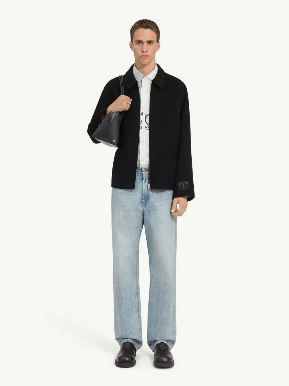 Black Double-Faced Wool Zip Jacket - Image 2