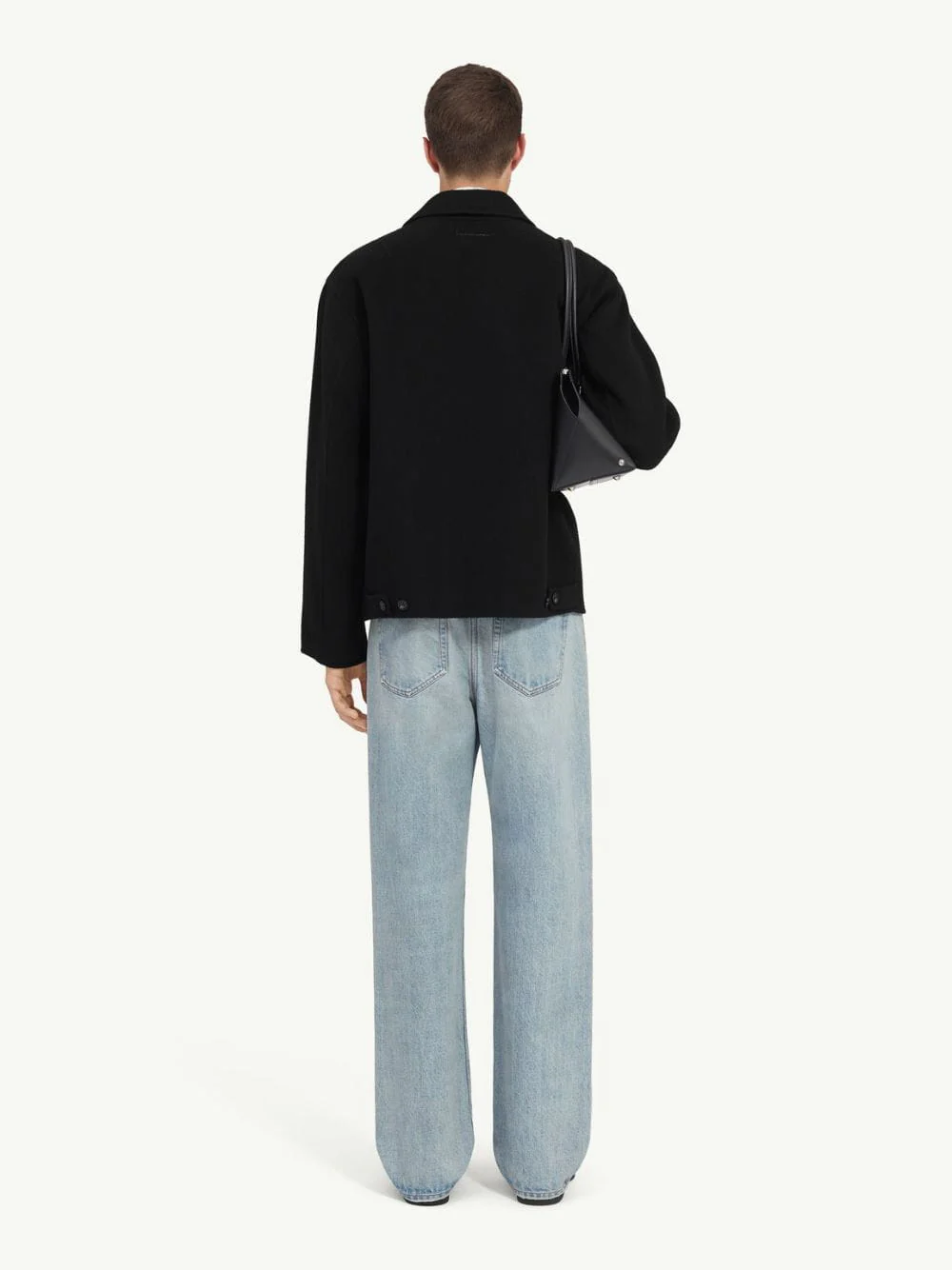 Black Double-Faced Wool Zip Jacket - Image 4