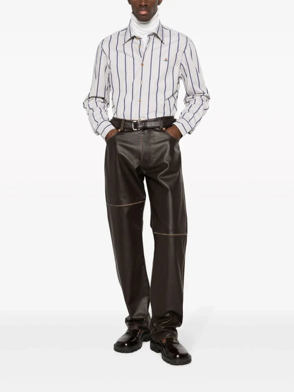 Straight-Leg Leather Trousers - Image 2
