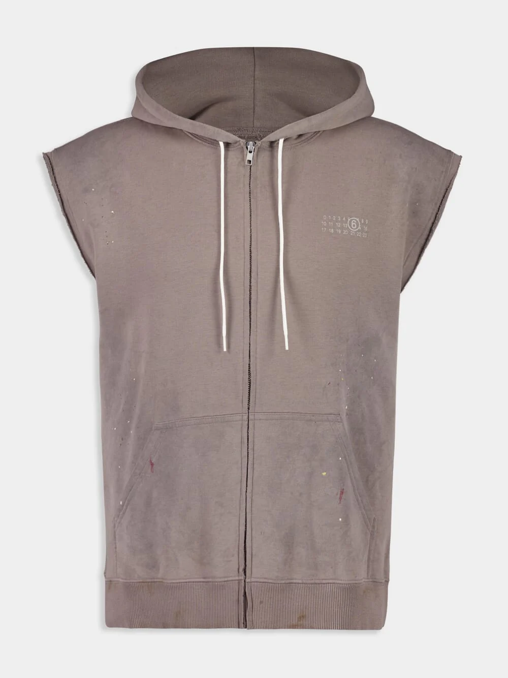 Taupe Sleeveless Hooded Sweat Jacket