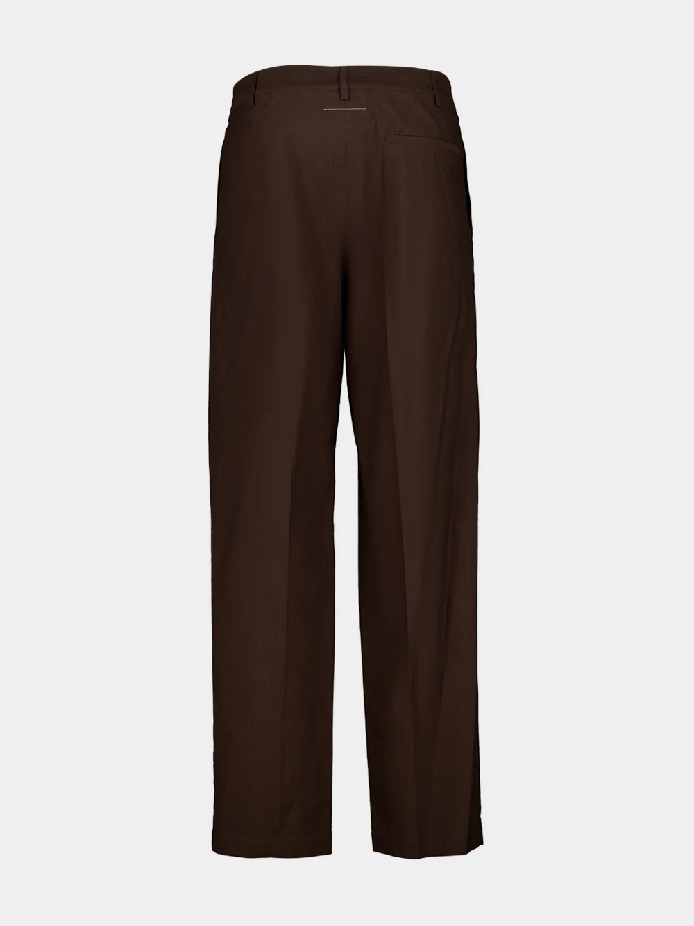 Brown Wool Wide-Leg Pleated Trousers - Image 3