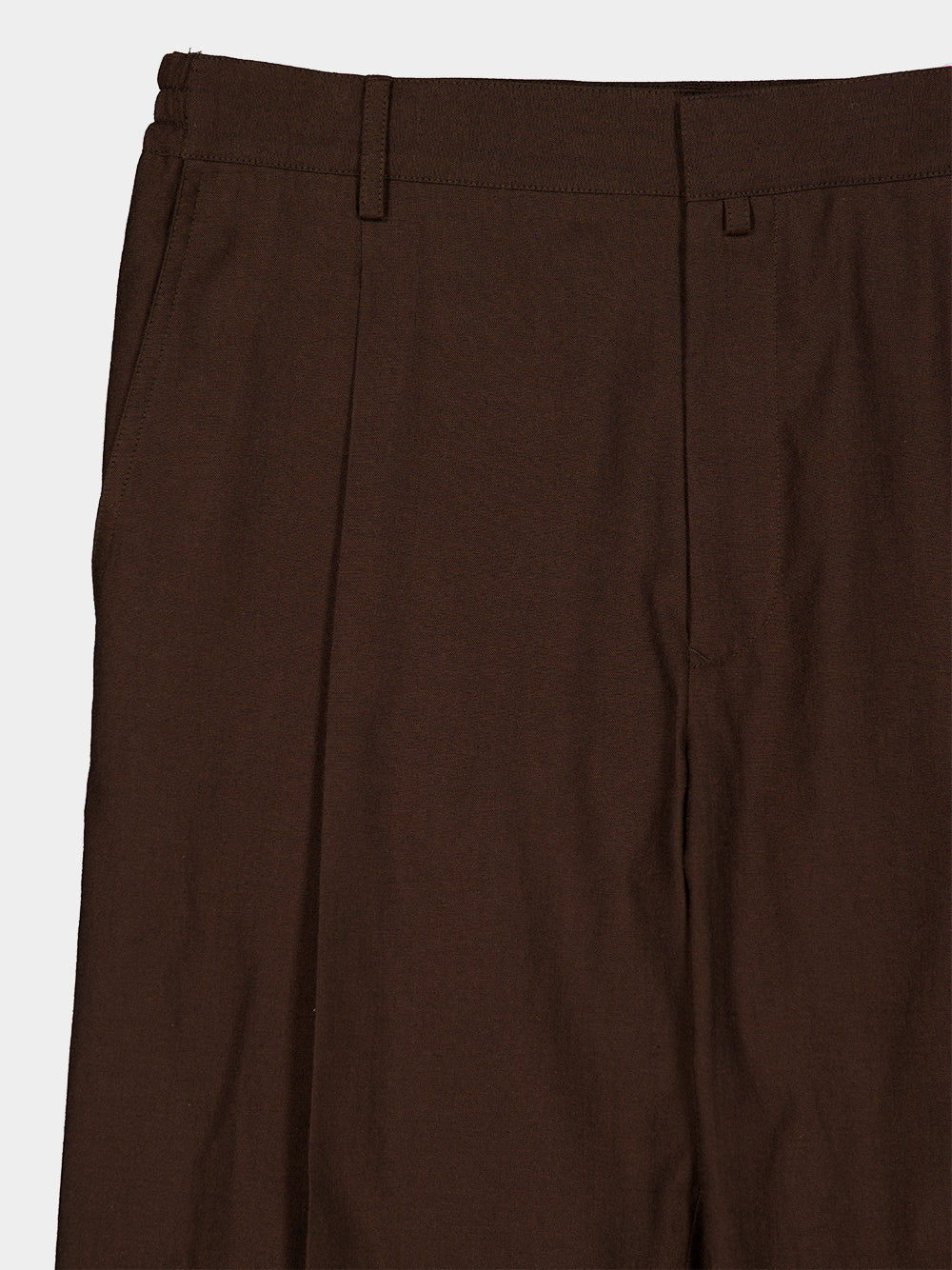 Brown Wool Wide-Leg Pleated Trousers - Image 5