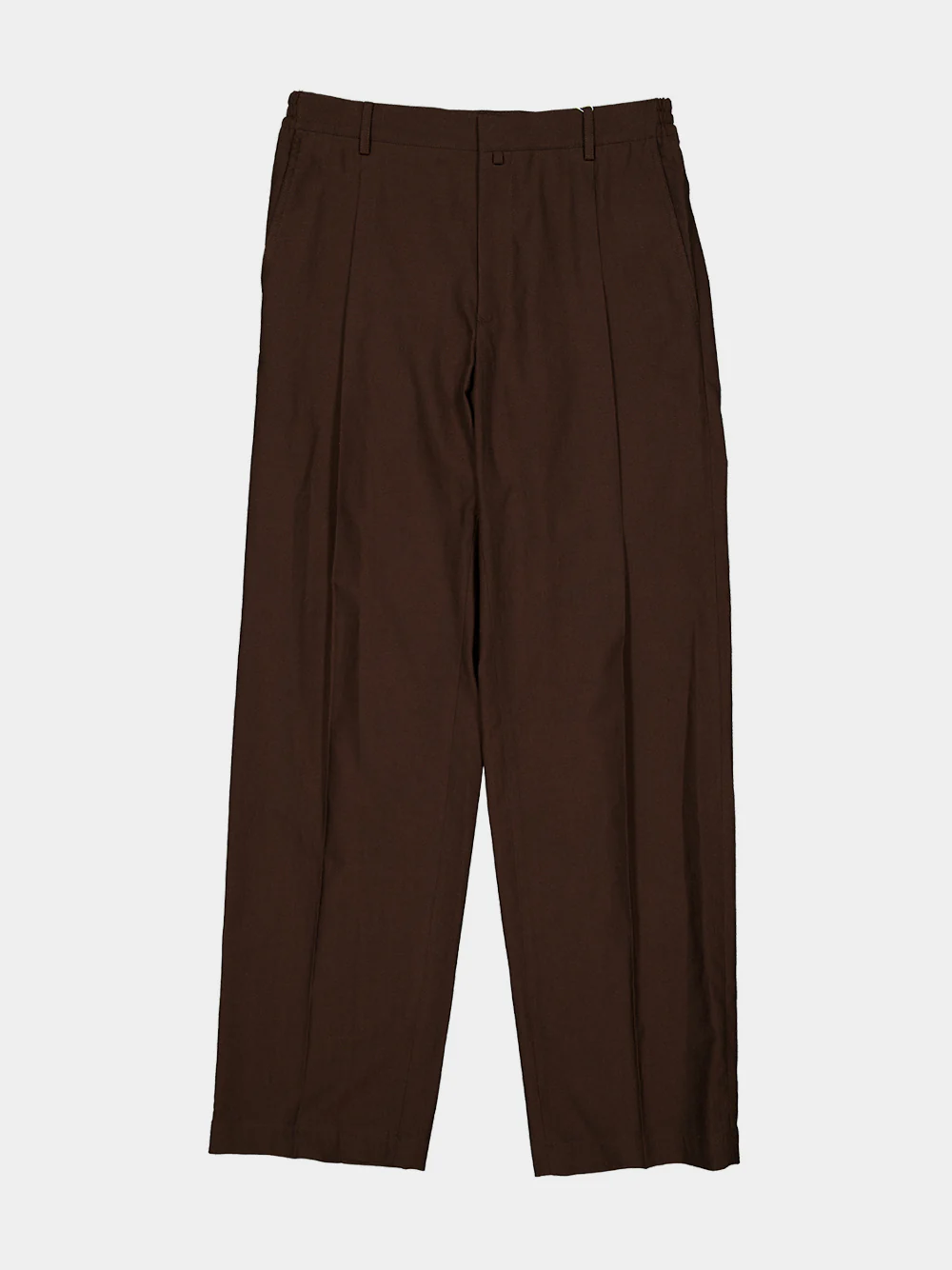 Brown Wool Wide-Leg Pleated Trousers - Image 8