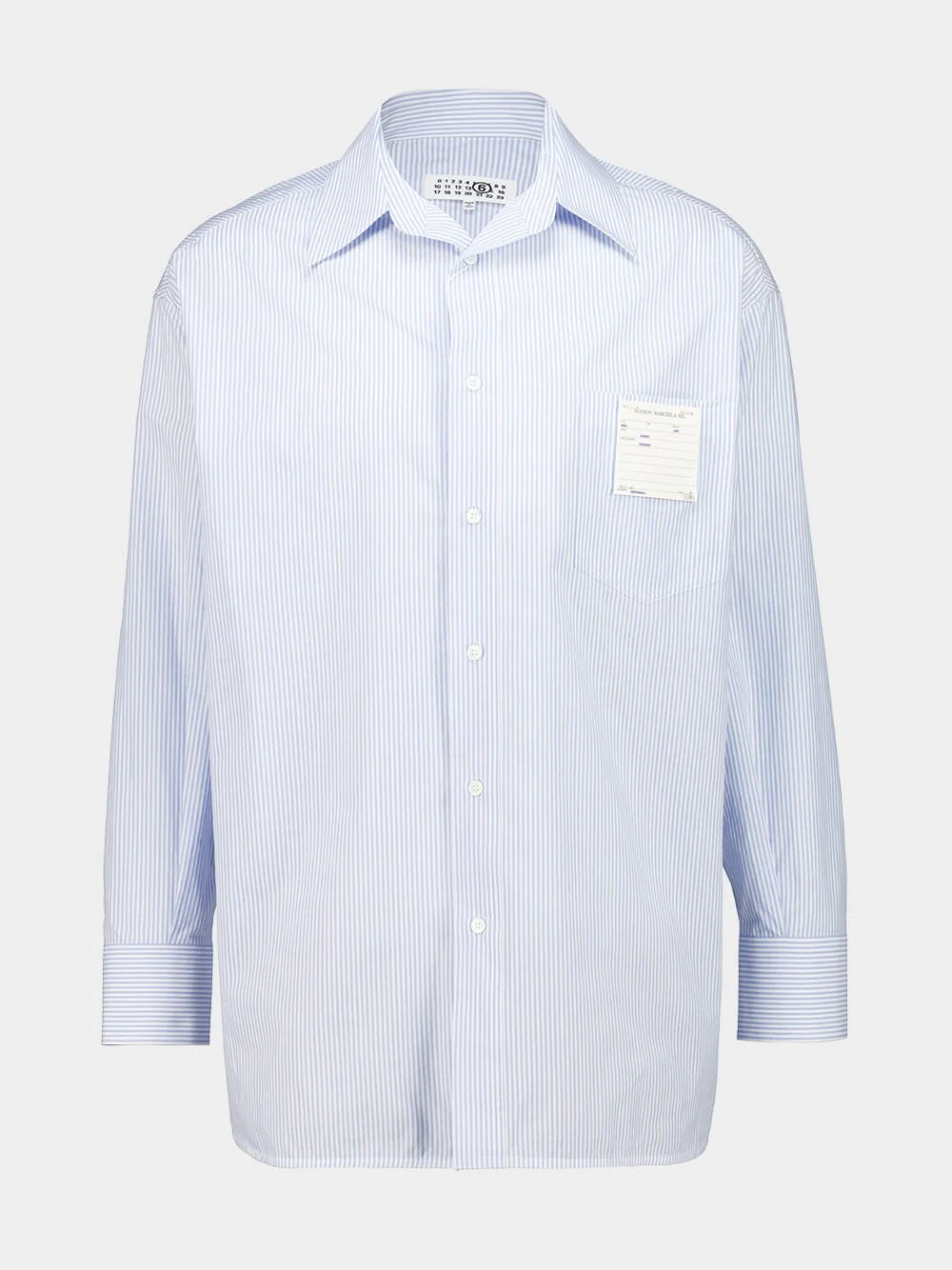 White and Light Blue Striped Poplin Shirt - Image 2