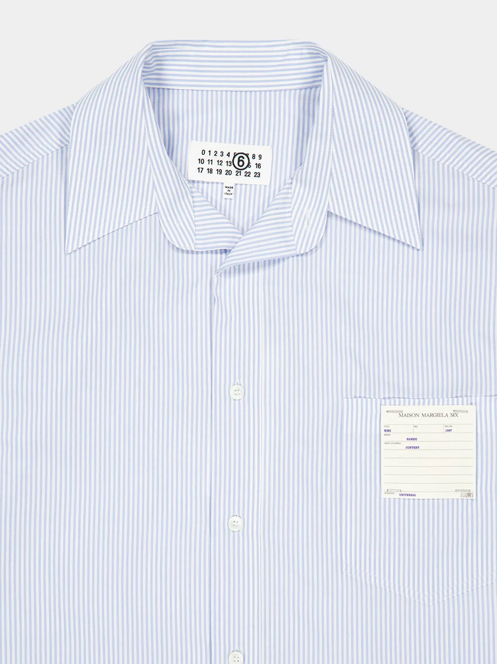 White and Light Blue Striped Poplin Shirt - Image 5
