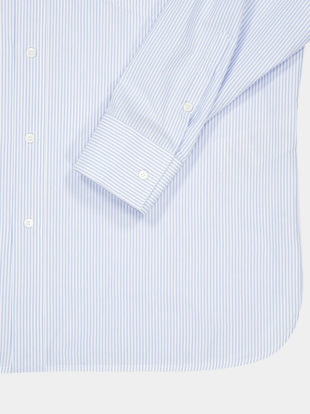 White and Light Blue Striped Poplin Shirt - Image 6