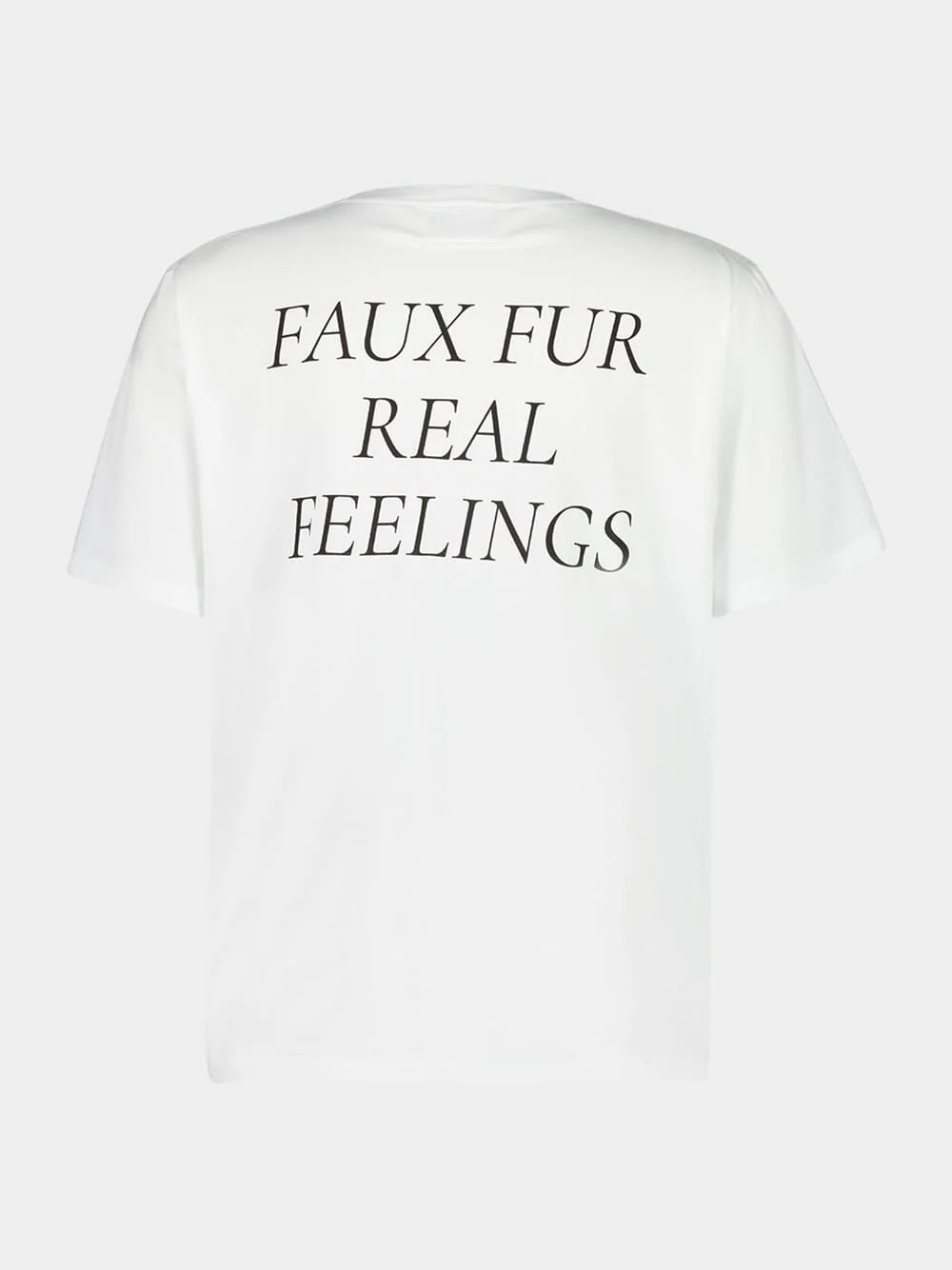 White Faux Fur Real Feelings Print T-Shirt - Image 2