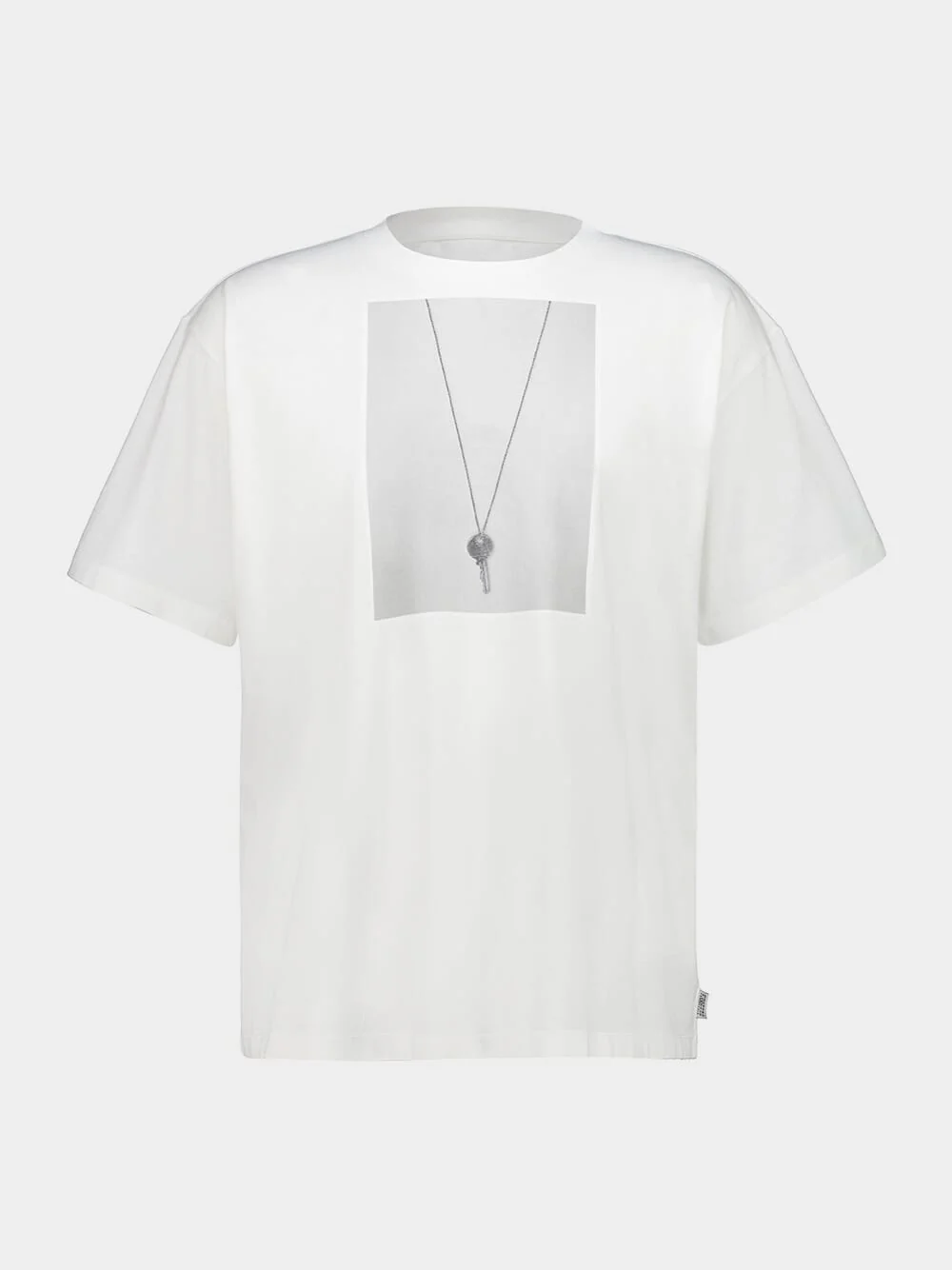White Key Print Cotton T-Shirt