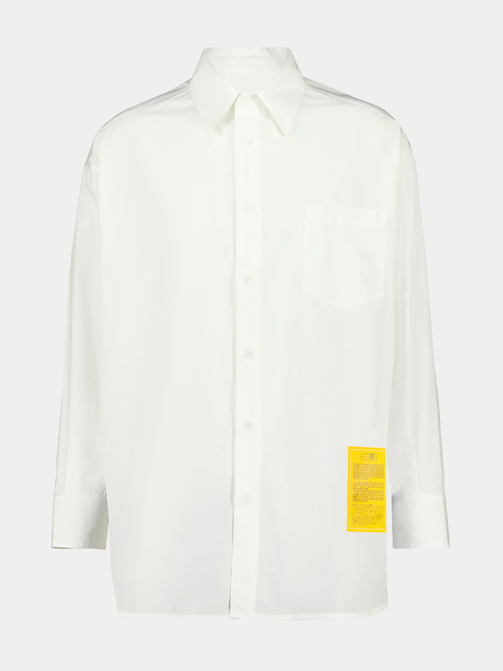 White Poplin Shirt with Yellow Patch