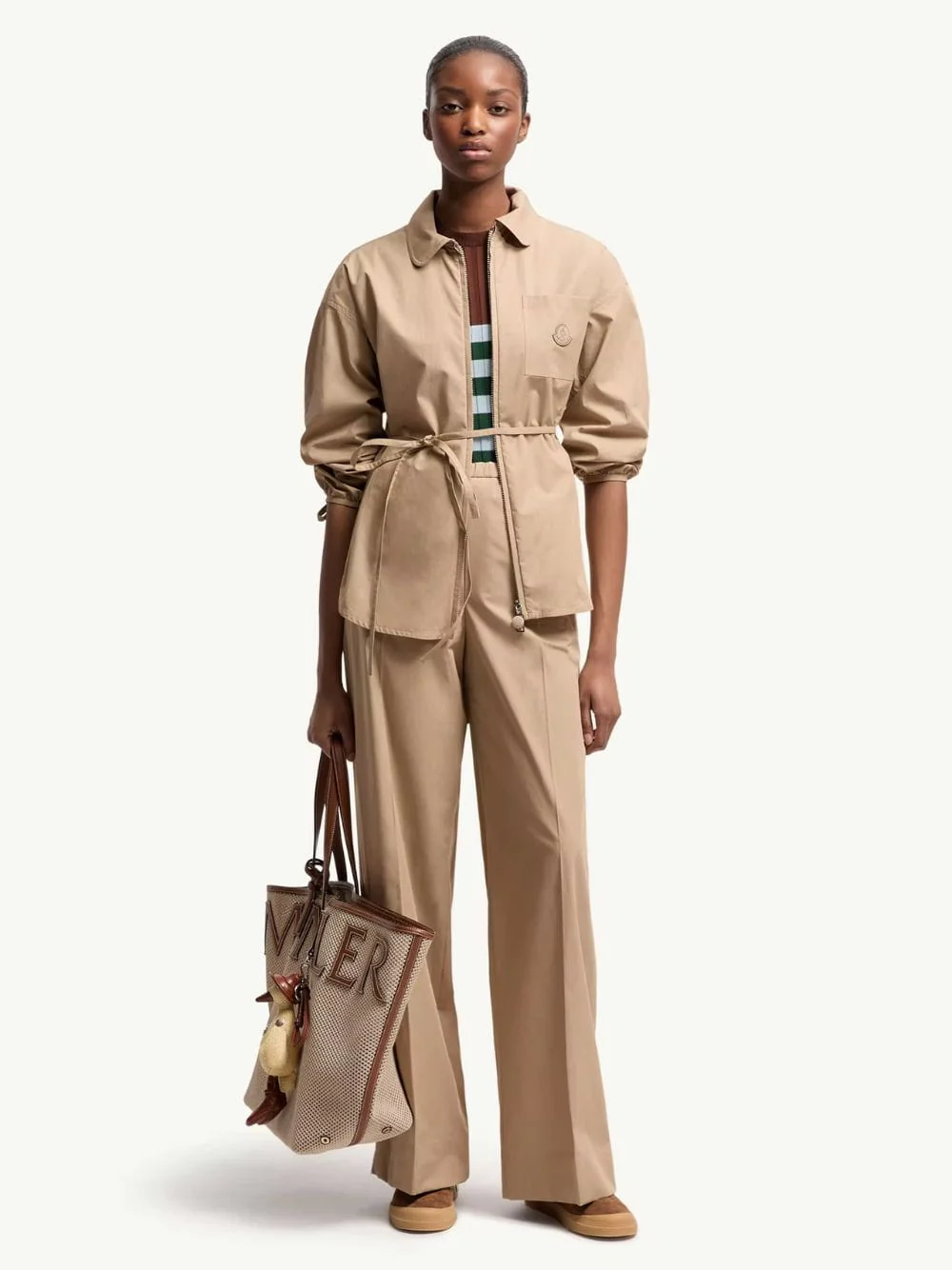 Beige Cotton Poplin Shirt Jacket