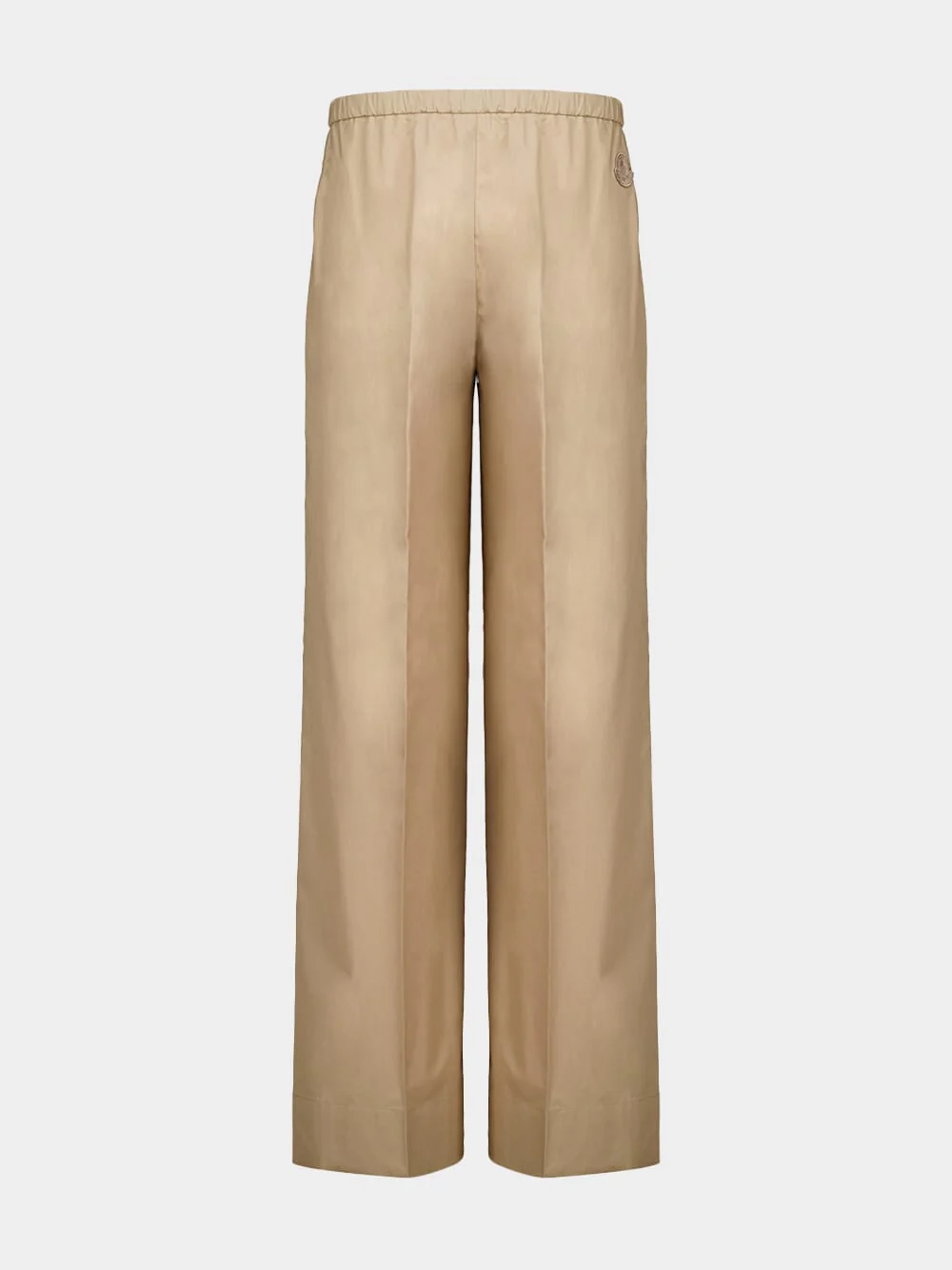 Beige Cotton Poplin Wide-Leg Trousers