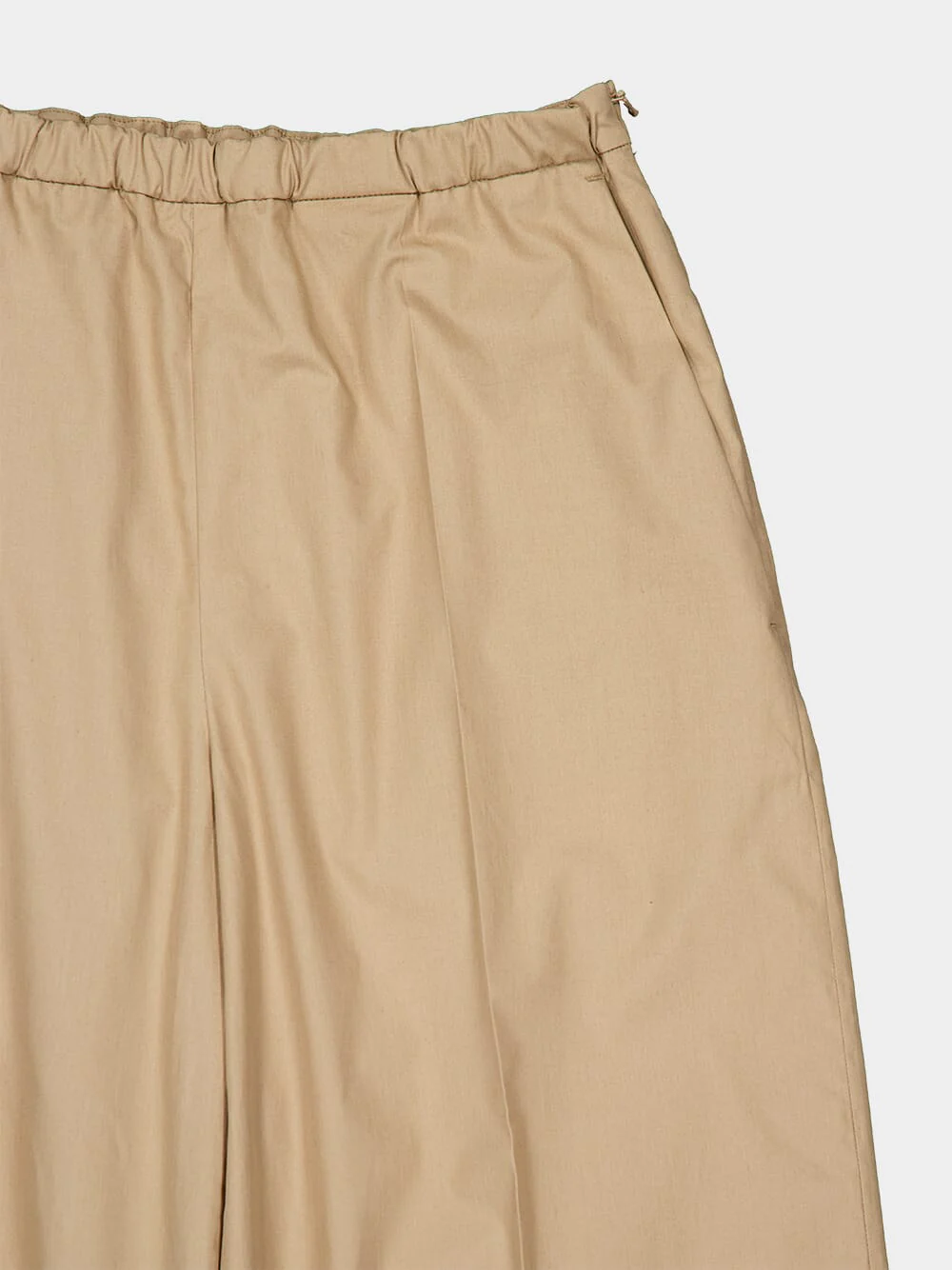 Beige Cotton Poplin Wide-Leg Trousers - Image 4